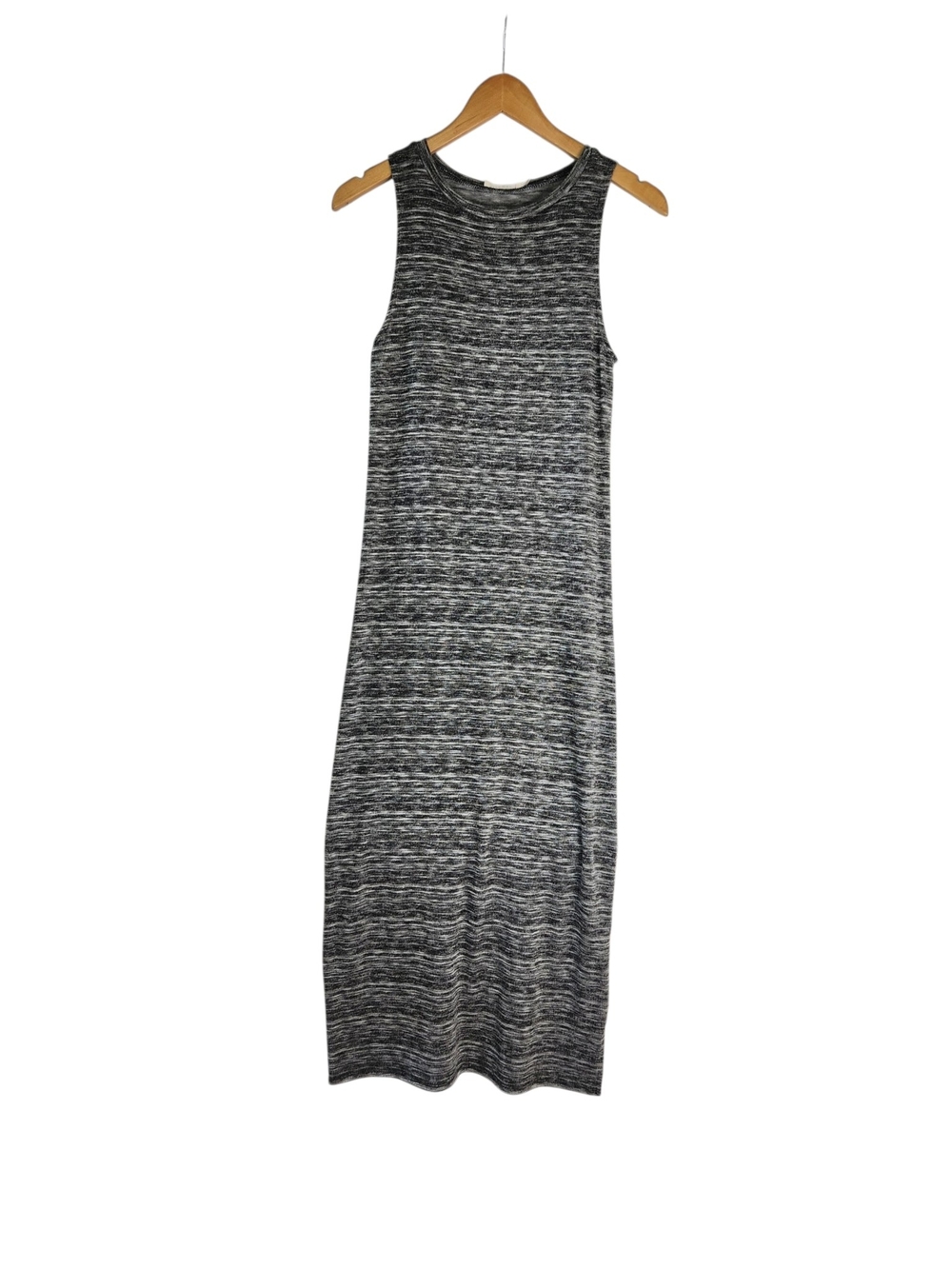 Ginger G Maxi Tank Dress Med Black Gray Marled Knit Sleeveless Stretch USA Y2K - Picture 5 of 12